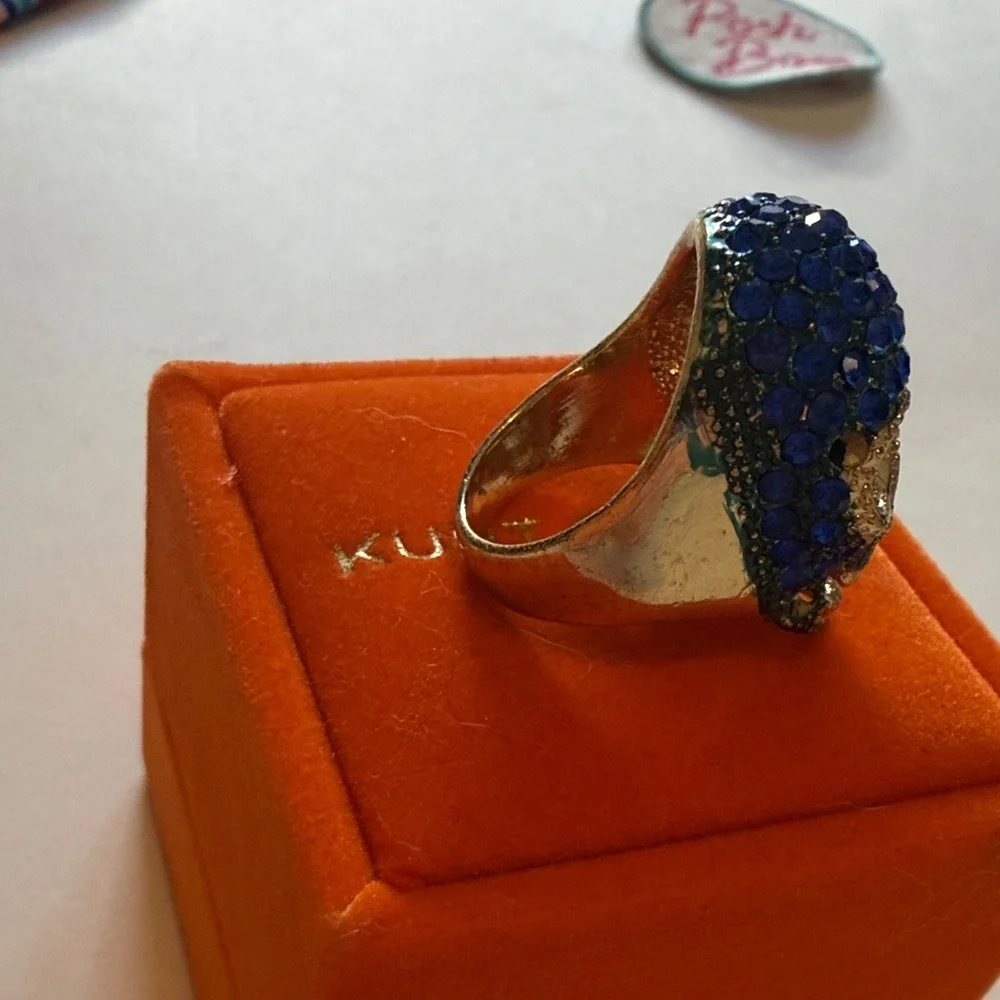 Blue and Gold Skull Ring - Picture 4 of 8